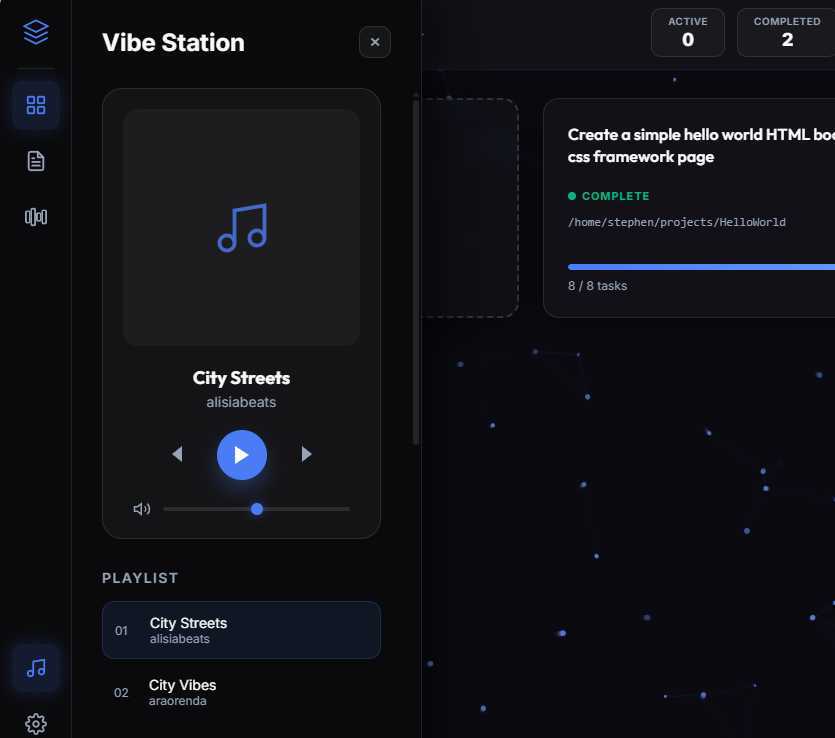 Vibe Station dashboard visualisation